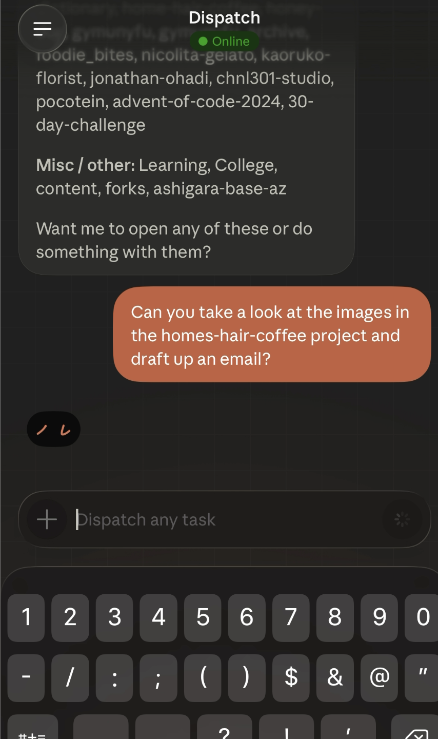 Sending a task from the Claude mobile app while the desktop handles it at home